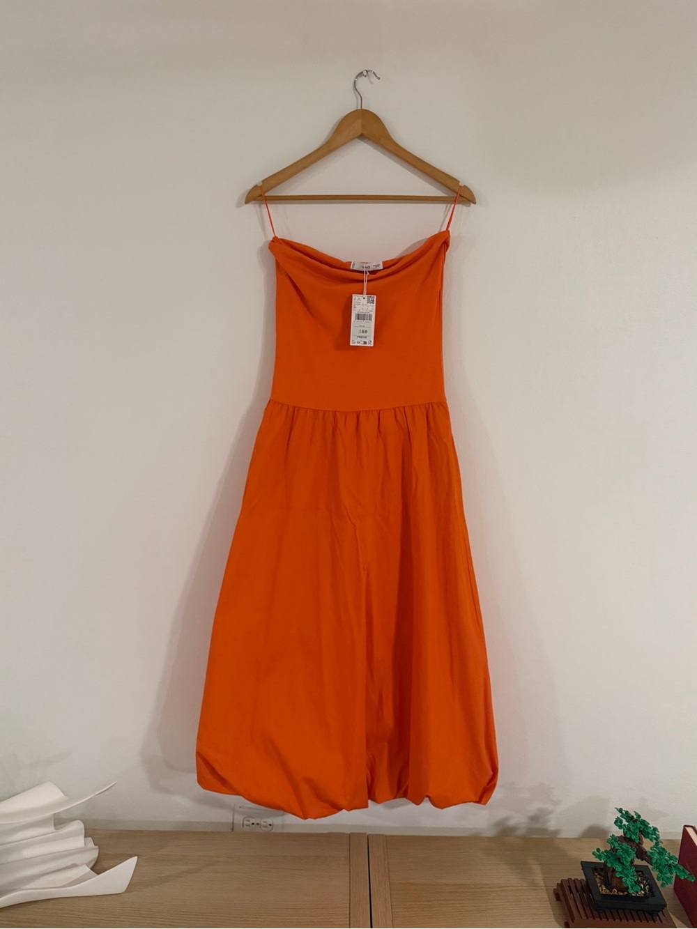 Mango Orange Spaghetti-Strap Maxi Dress